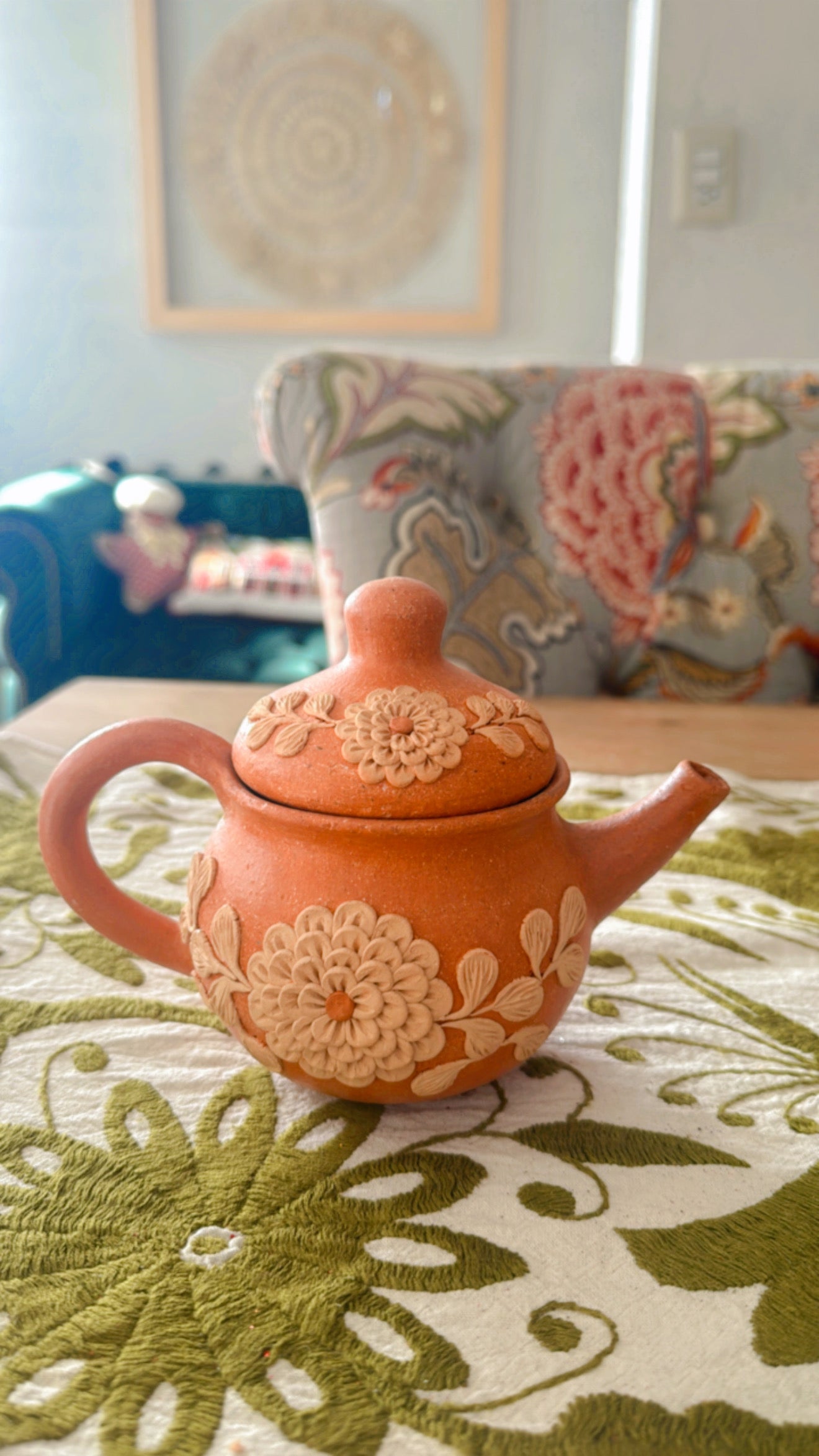 Cafetera roja bordada Atzompa modelo 1