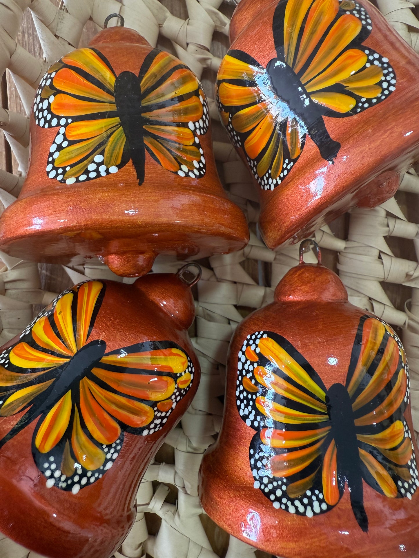 Set de 6 esferas de campana mariposa Navidad Tonalá