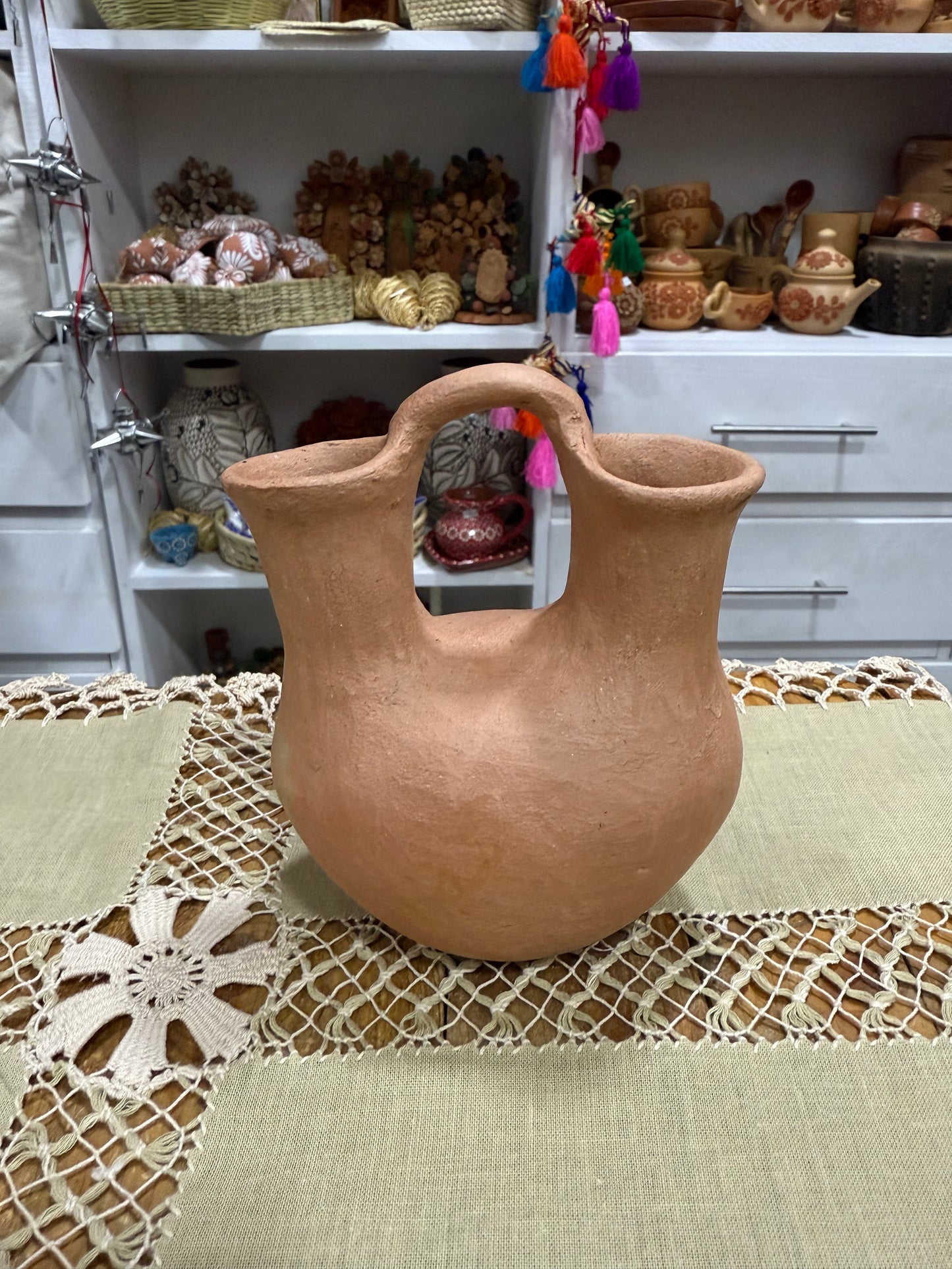 Jarroncito de 2 bocas de barro mixe