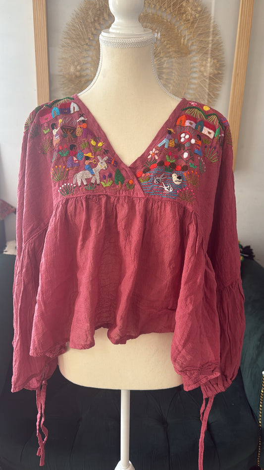 Blusa Unitalla de historias del campo rosa Tzintzuntzan mujer