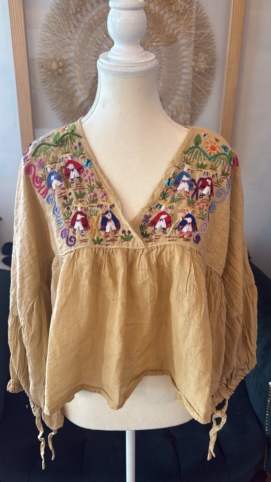 Blusa Unitalla de historias de viejitos hueso Tzintzuntzan mujer