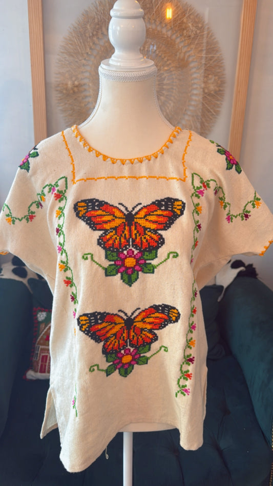 Blusa mariposa monarca mujer talla M-G