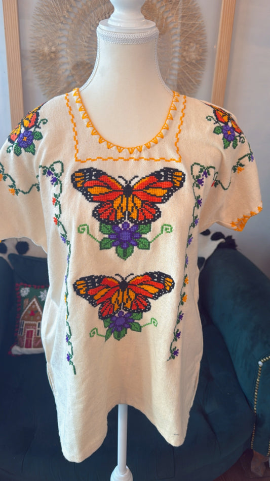 Blusa mariposa monarca mujer talla M-G modelo 2