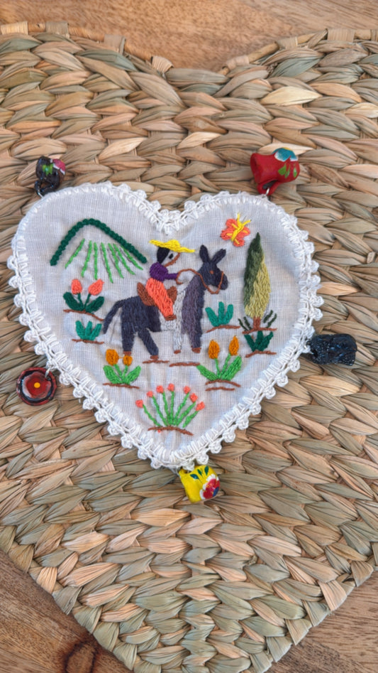 Portavaso blanco corazón vida en campo 2 Tzintzunzan