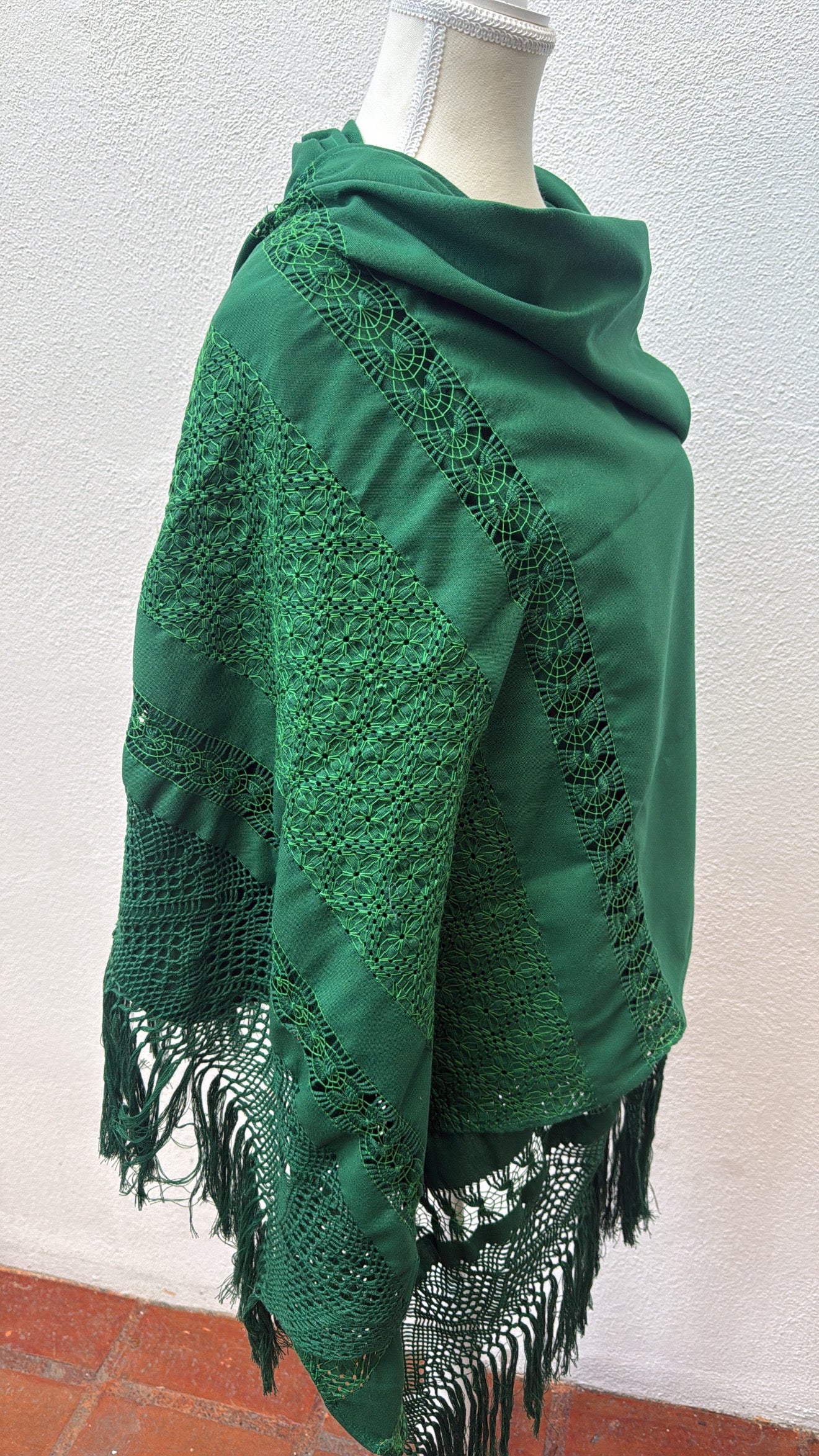 Rebozo verde deshilado modelo 1