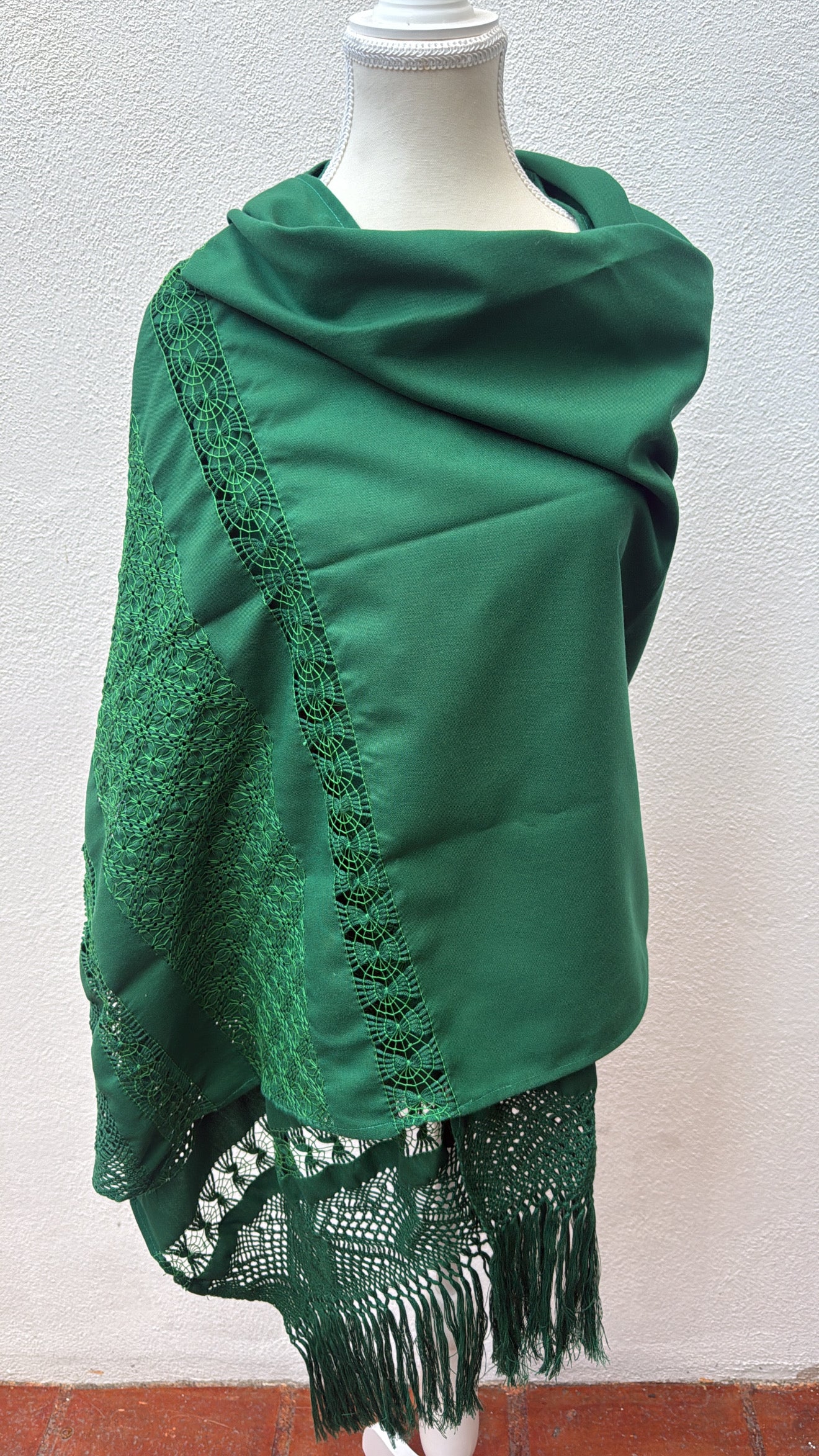 Rebozo verde deshilado modelo 1