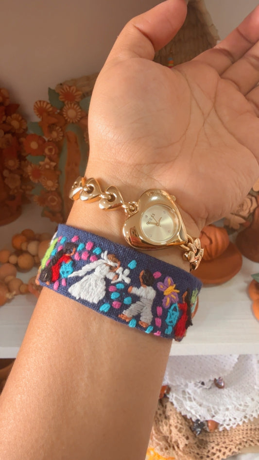 Pulsera de tela boda Tzintzuntzan joyería