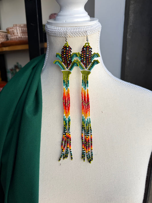Aretes de chaquira de maíz modelo 4 joyería