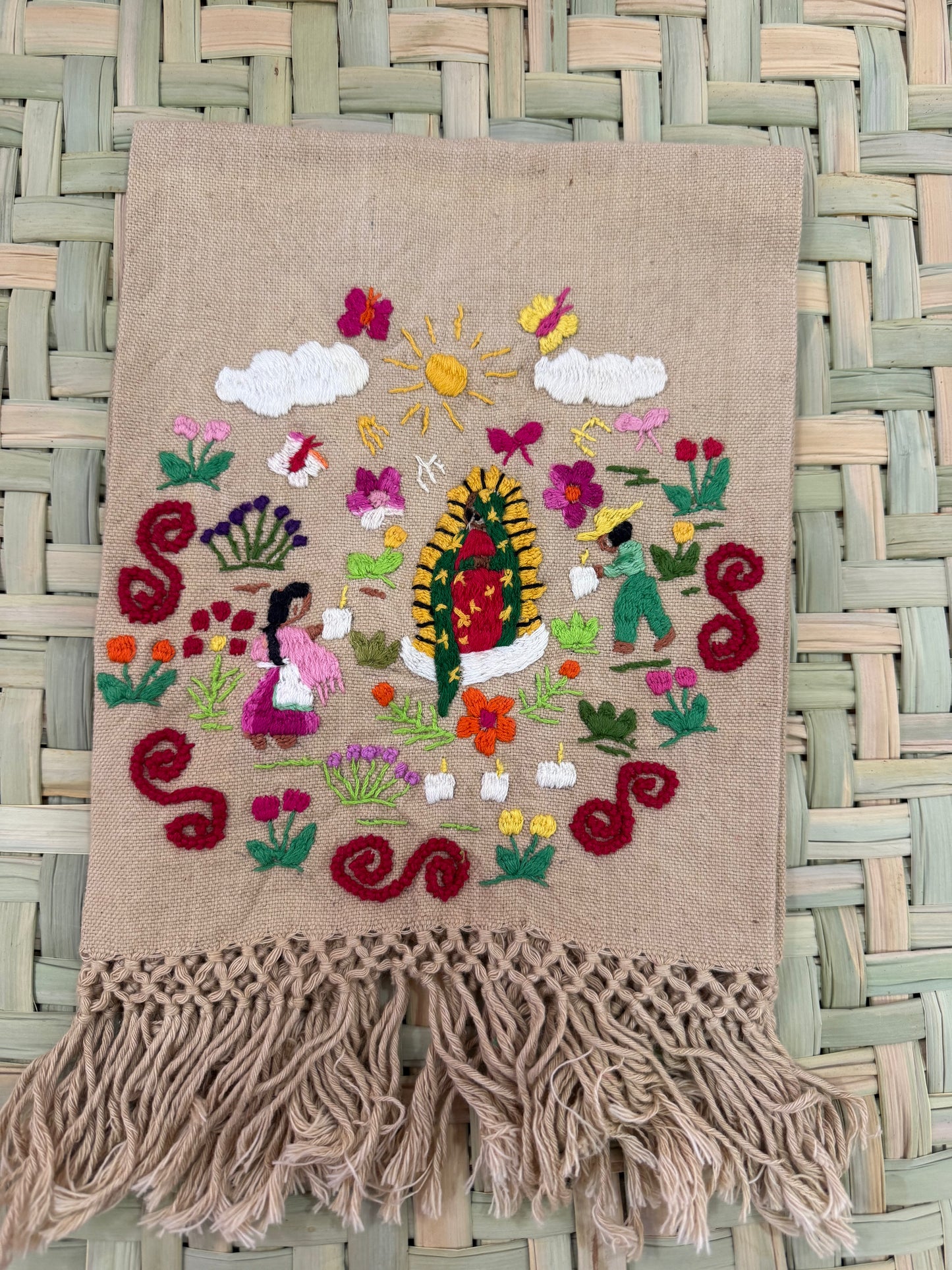 Servilleta Virgen de Guadalupe beige modelo 4 Tzintzunzan