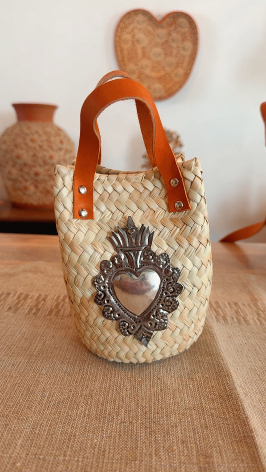 Bolsa de palma mini asa corta