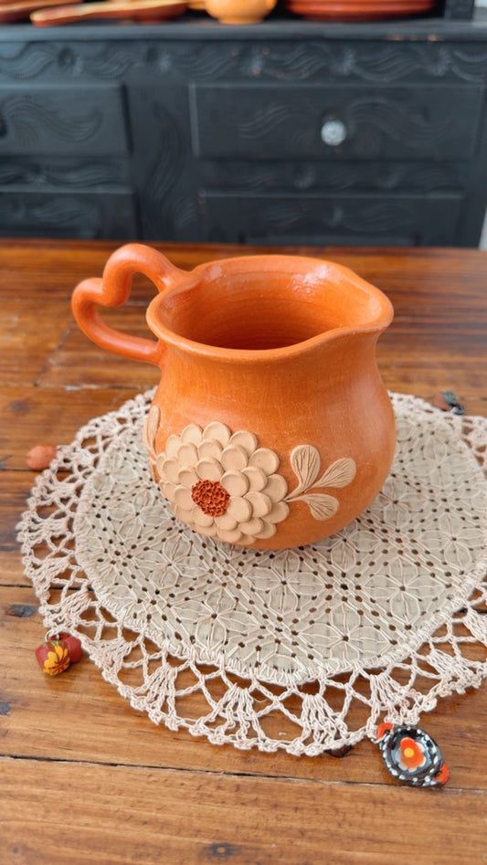 Taza de corazón asa corazón roja Atzompa grande