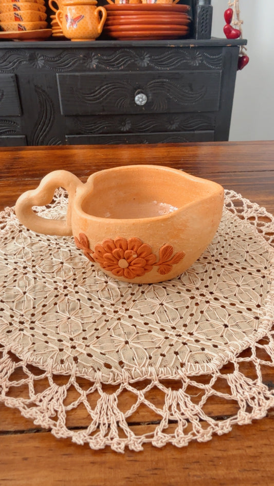 Taza de corazón natural expresso Atzompa