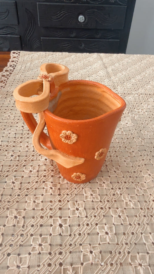 Taza de corazón asa de moño roja Atzompa grande