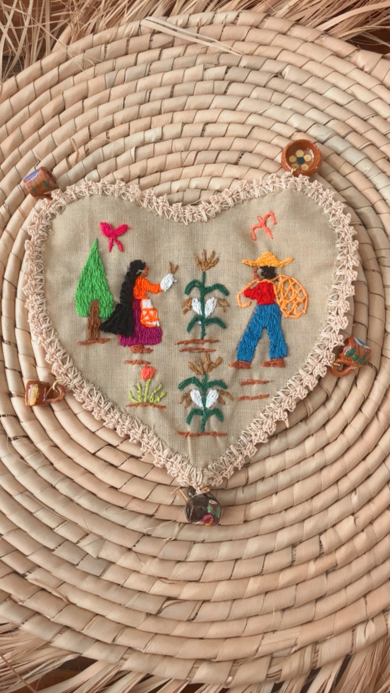 Portavaso pizcar maíz Tzintzuntzan beige