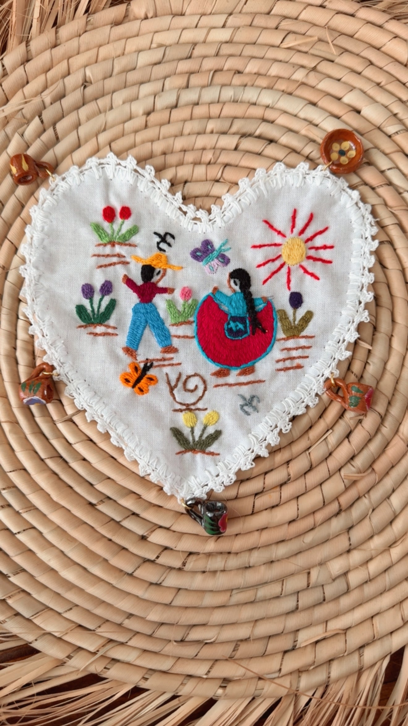 Portavaso corazón blanco bailable Tzintzunzan