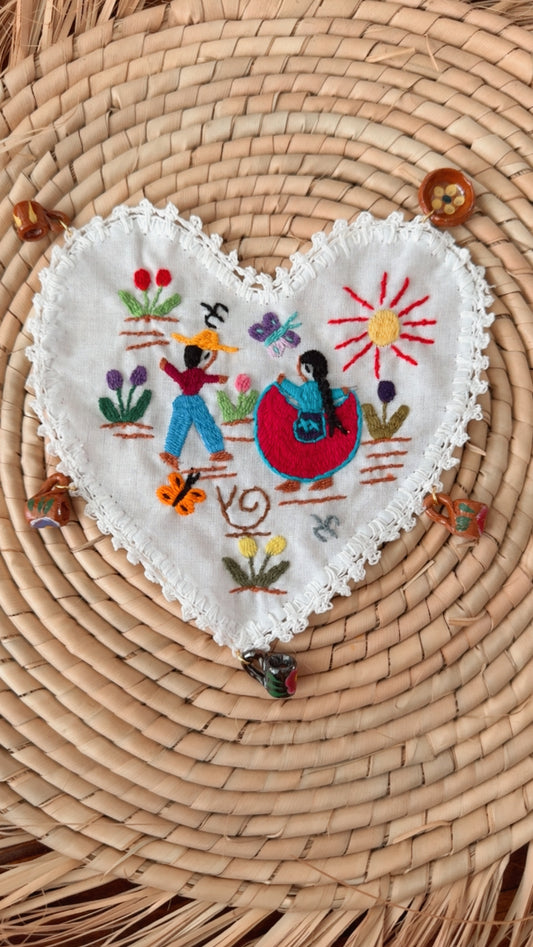 Portavaso corazón blanco bailable Tzintzunzan