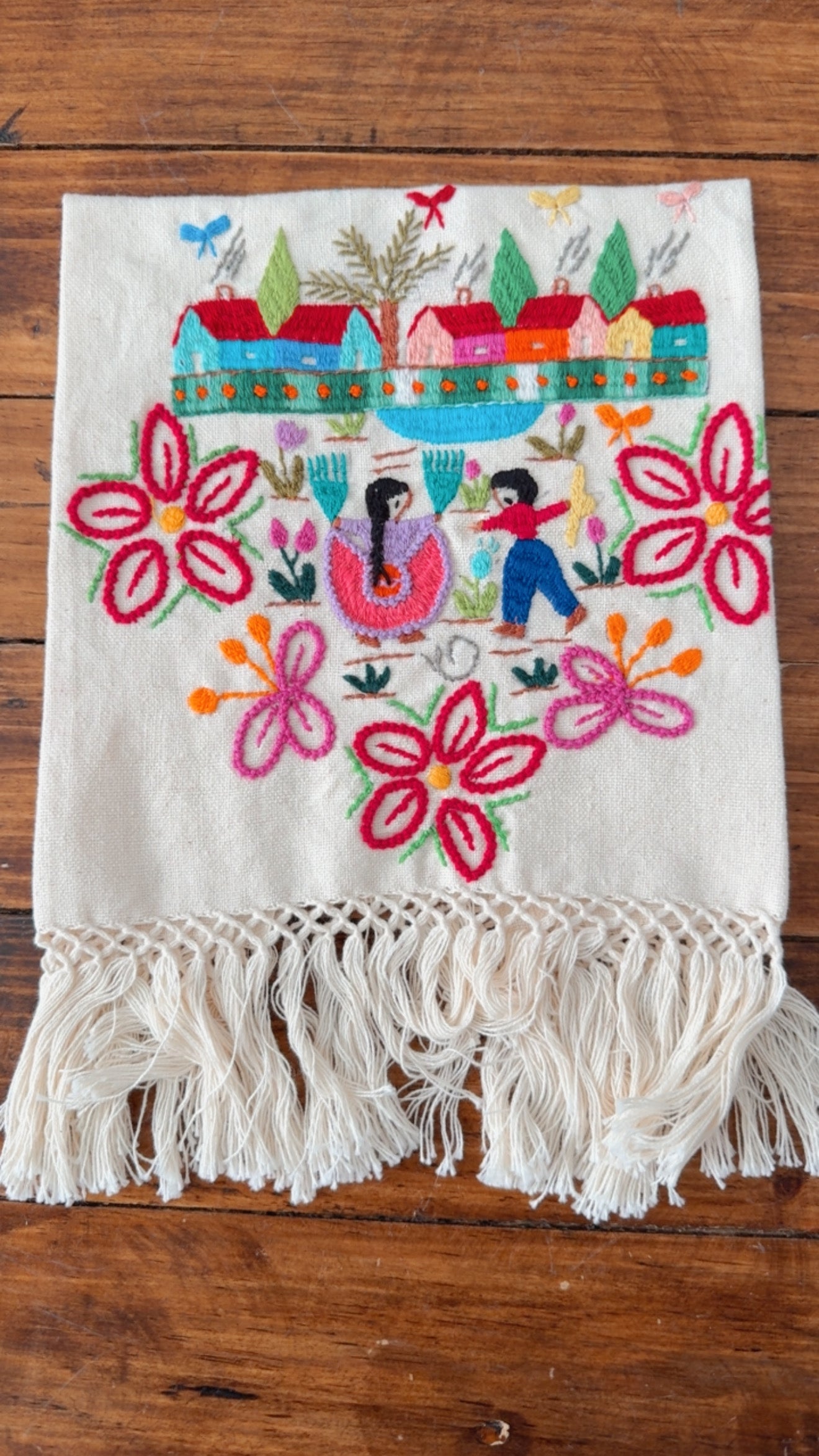 Servilleta baile y flores Tzintzuntzan