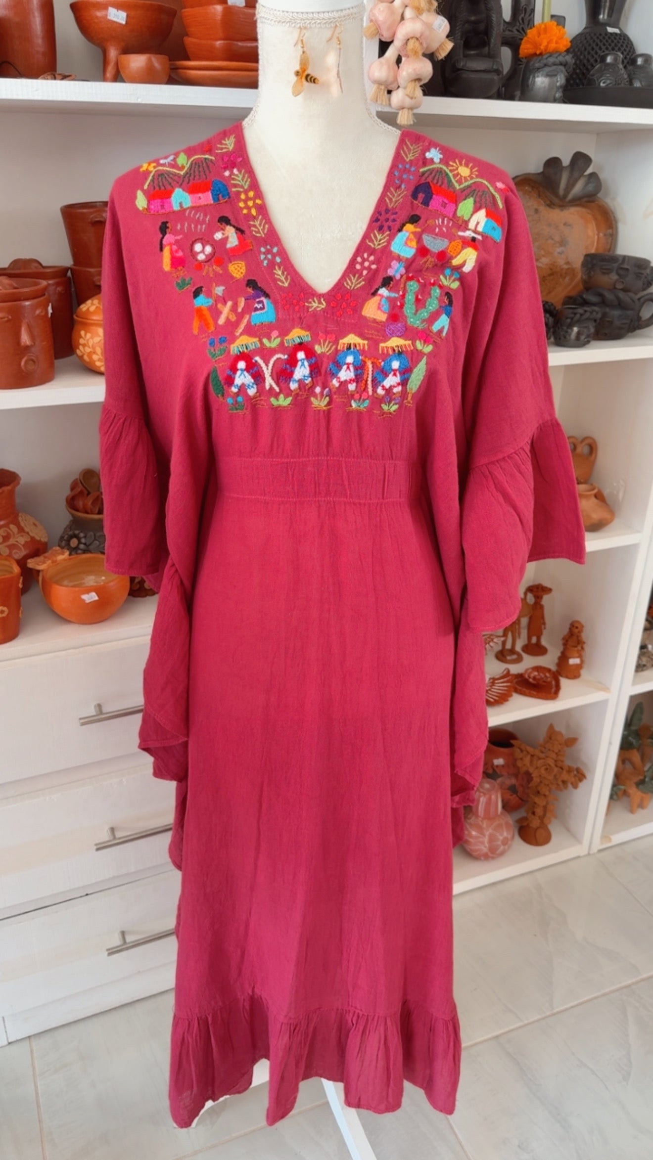 Vestido manta rosa historia Tzintzuntzan mujer
