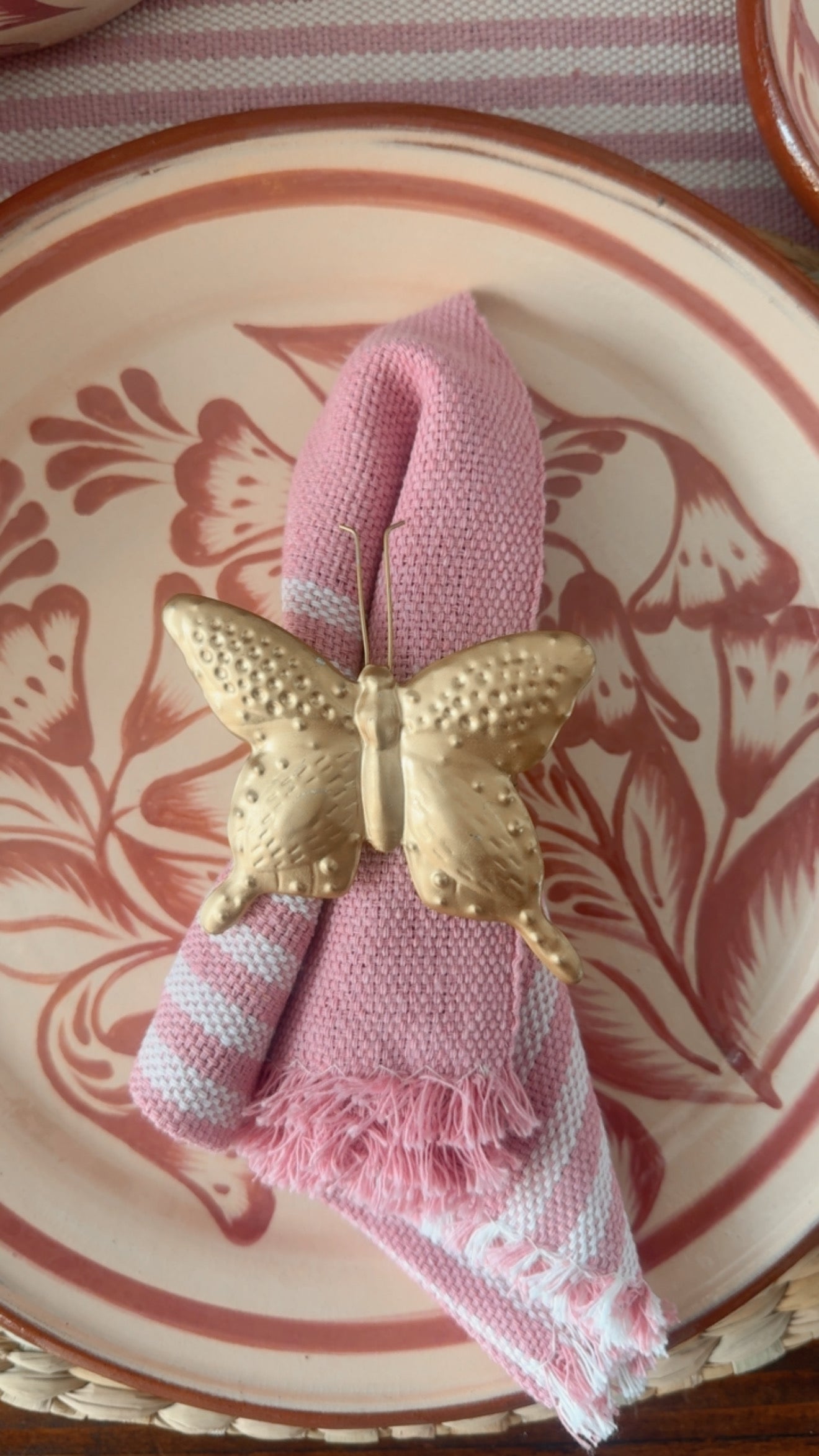 Par de Anillo de mariposa de latón dorado