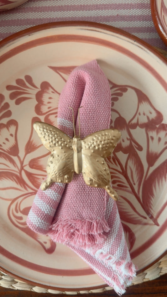 Par de Anillo de mariposa de latón dorado