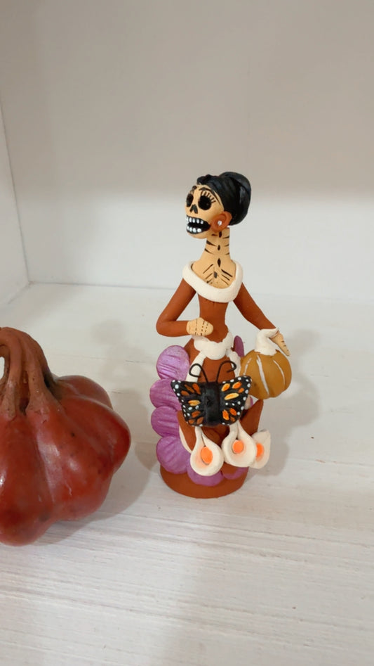 Catrina miniatura calabaza noche de muertos