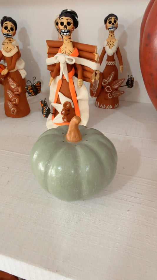 Salero de calabaza verde Zinapécuaro colección noche de ánimas