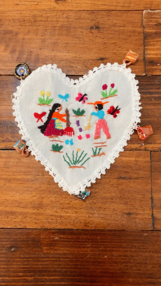 Portavaso blanco corazón vida en campo 2 Tzintzuntzan