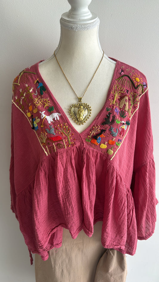 Blusa Unitalla de historias Rosa otoño Tzintzuntzan mujer