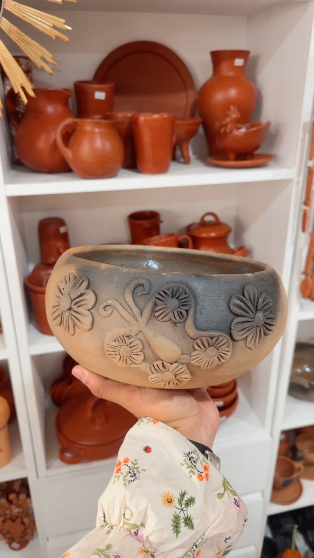 Cazuela ahumada sin asa de mariposa atzompa