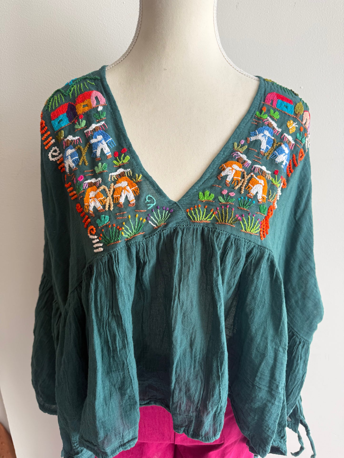 Blusa Unitalla de historias azul Tzintzuntzan mujer