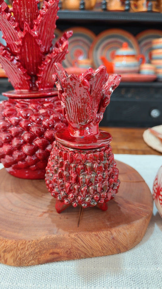 Piña vidriada roja chica San José de Gracia navidad