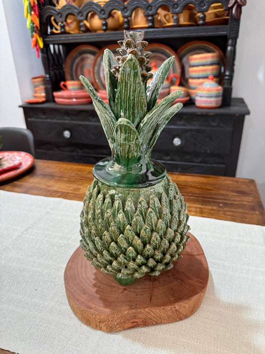 Piña vidriada verde mediana San José de Gracia navidad