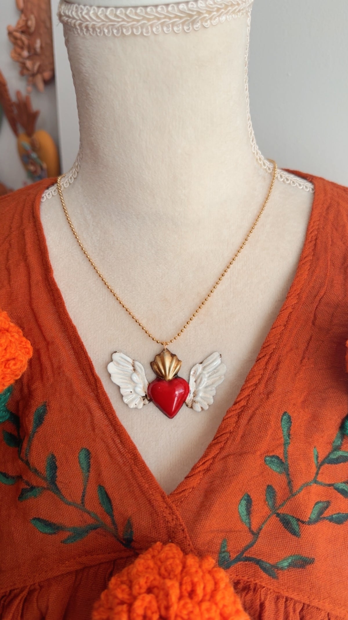 Blusa Unitalla de flores cempasúchil naranja mujer