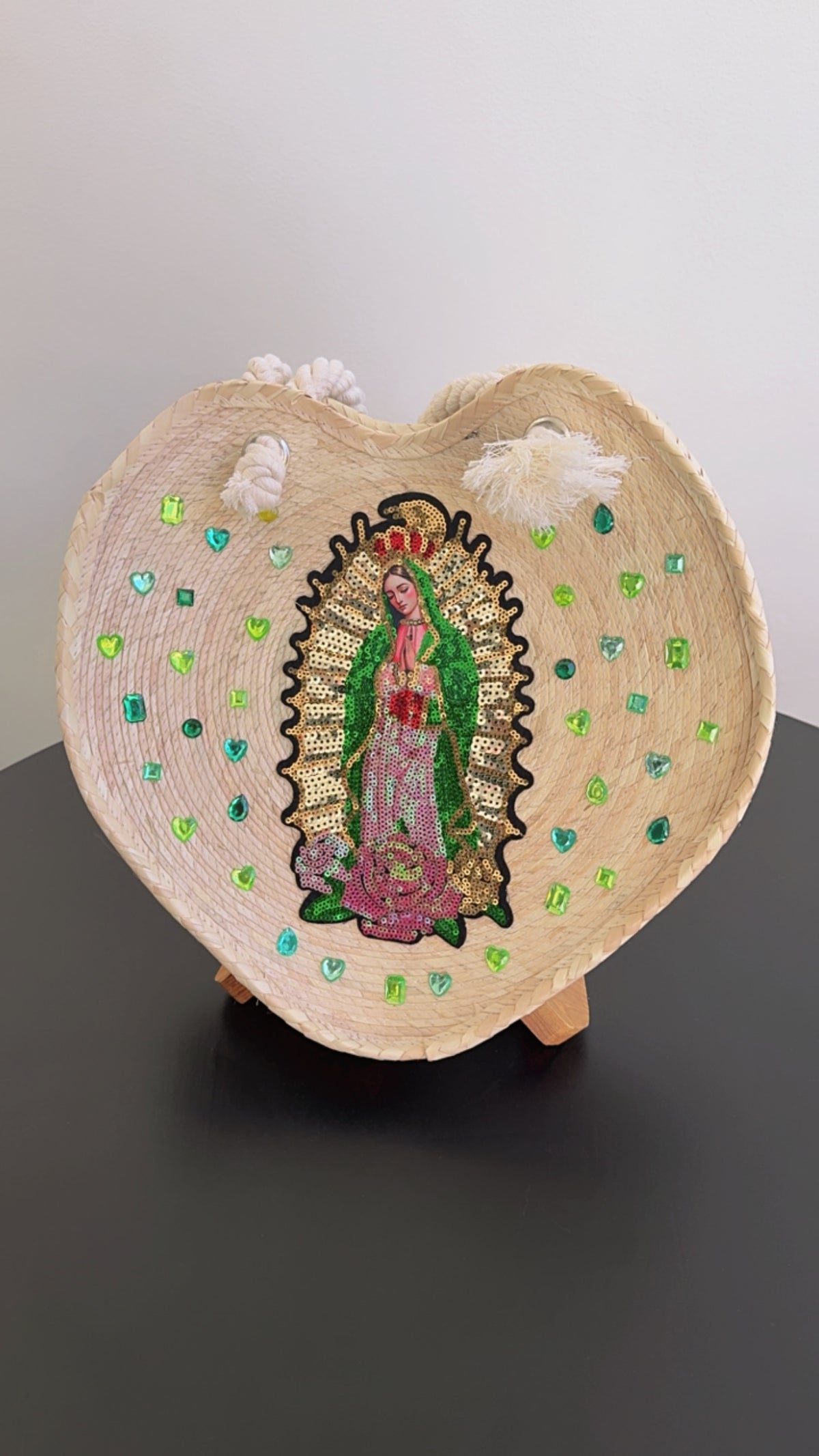 Bolsa de palma Virgen Guadalupe verde