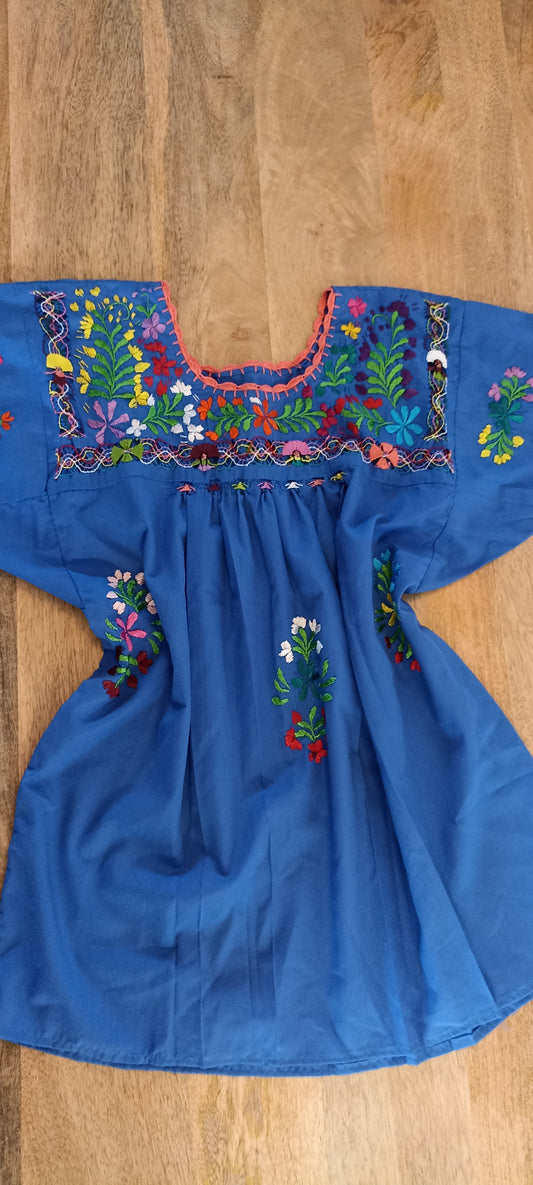 Blusa deshilada de San Antonino Oaxaca Azul