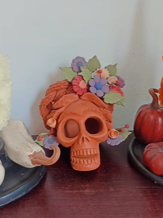 Catrina rostro Frida Metepec Colección día de muertos