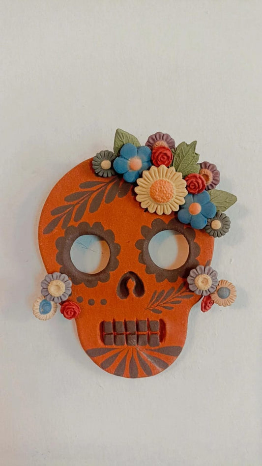 Cráneo plano de pared de Metepec colección día de muertos