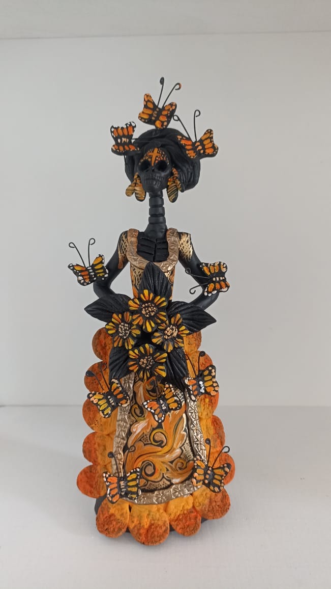 Catrina naranja 2 colección día de muertos