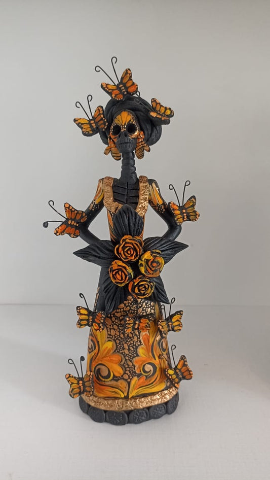 Catrina naranja 1 colección día de muertos