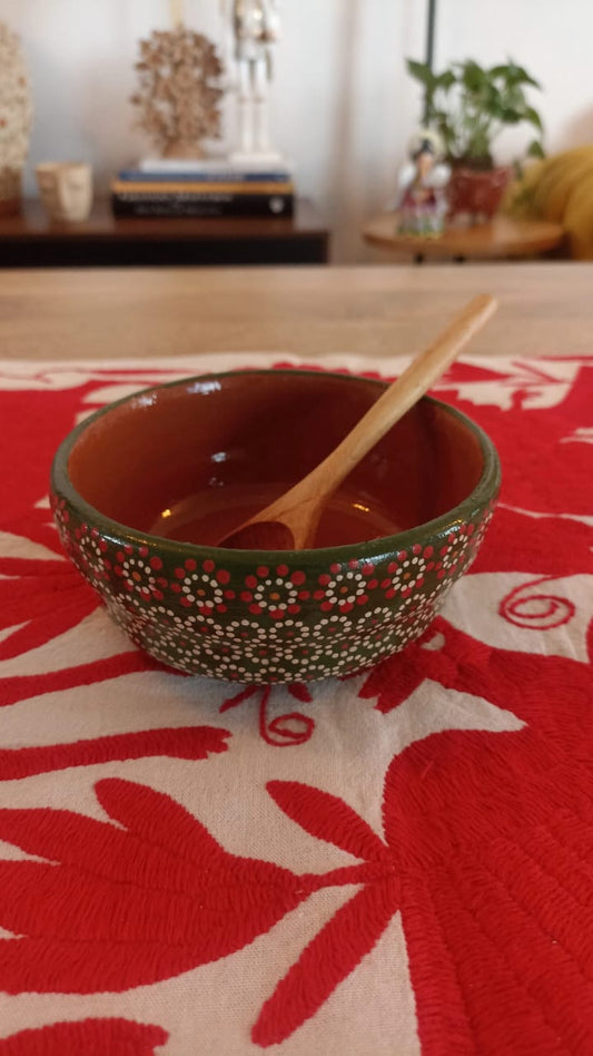 Salsera verde con cuchara de madera Capula Navidad