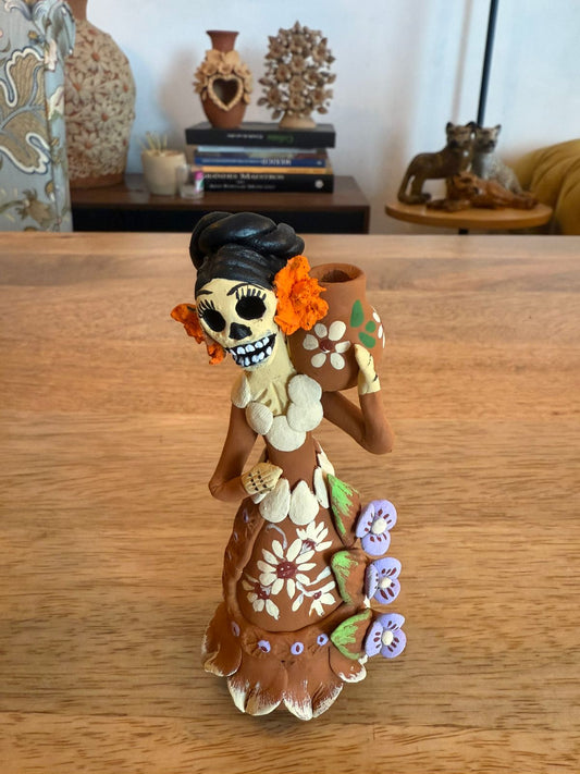 Catrina miniatura jarrón noche de muertos