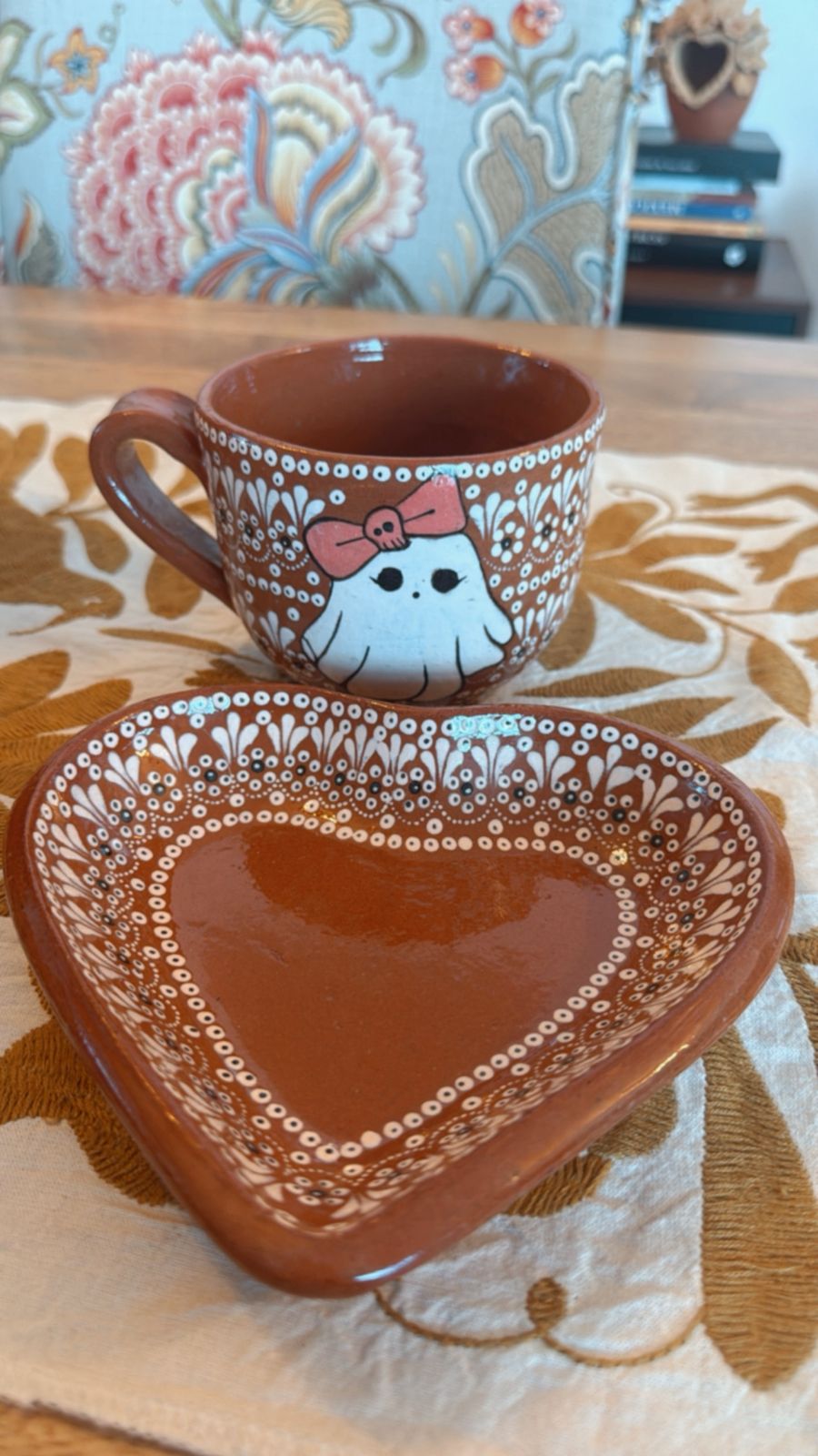 Set Taza chocolatera fantasmas doble vista noche de ánimas