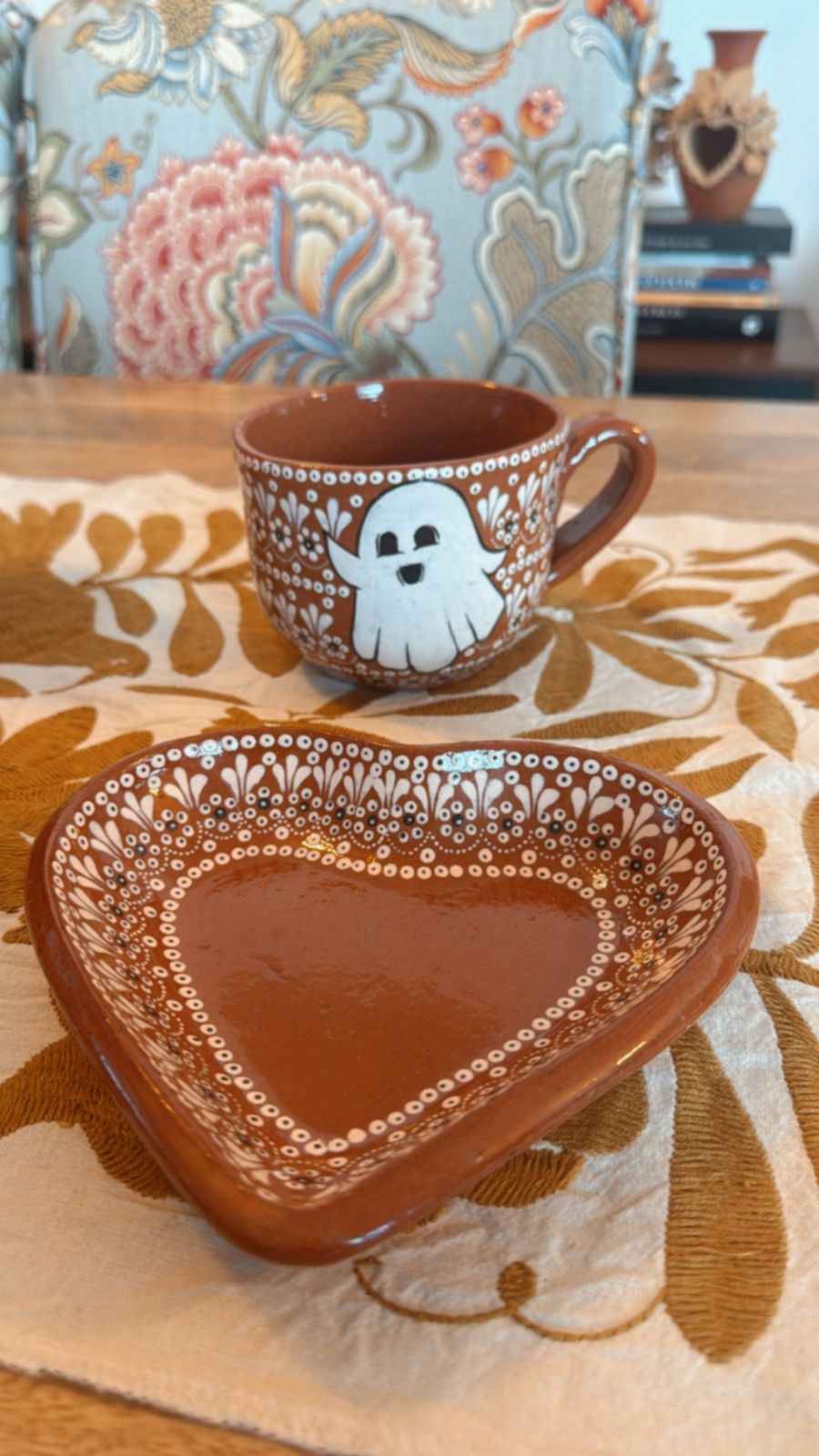 Set Taza chocolatera fantasmas doble vista noche de ánimas