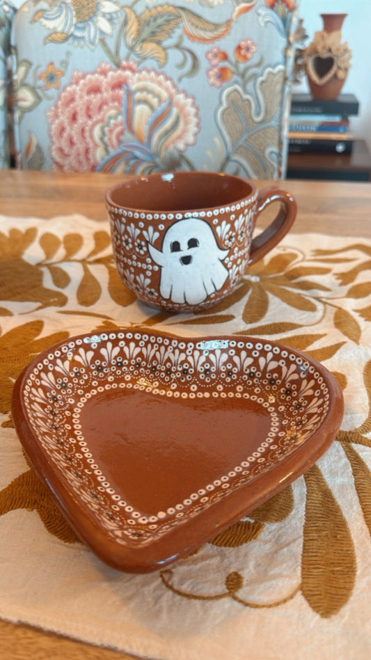 Set Taza chocolatera fantasmas doble vista noche de ánimas