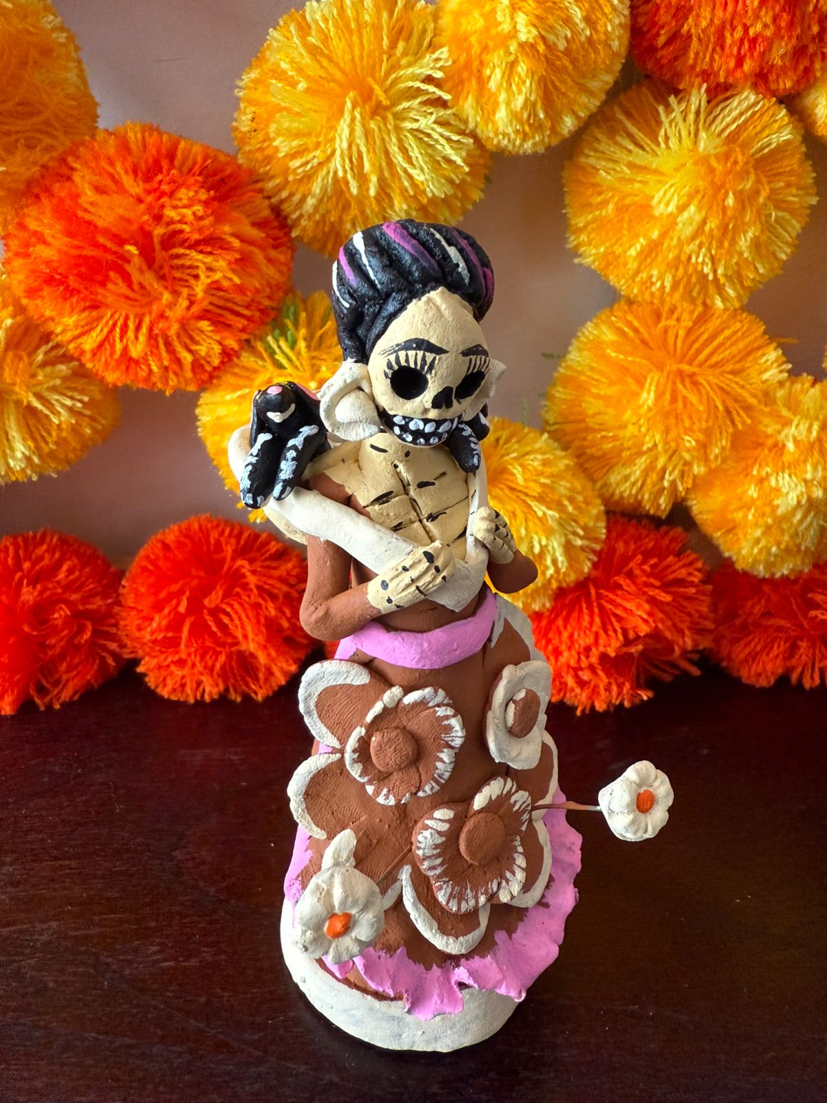 Mini Catrina perritos en rebozo noche