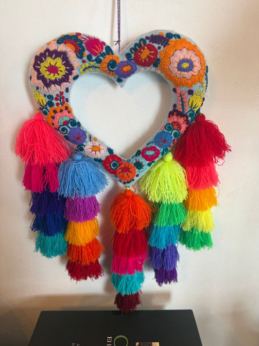 Colgantes de corazón azul cielo jumbo Chiapas