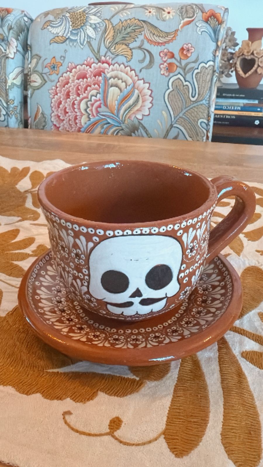 Set Taza chocolatera calaveras doble vista noche de ánimas
